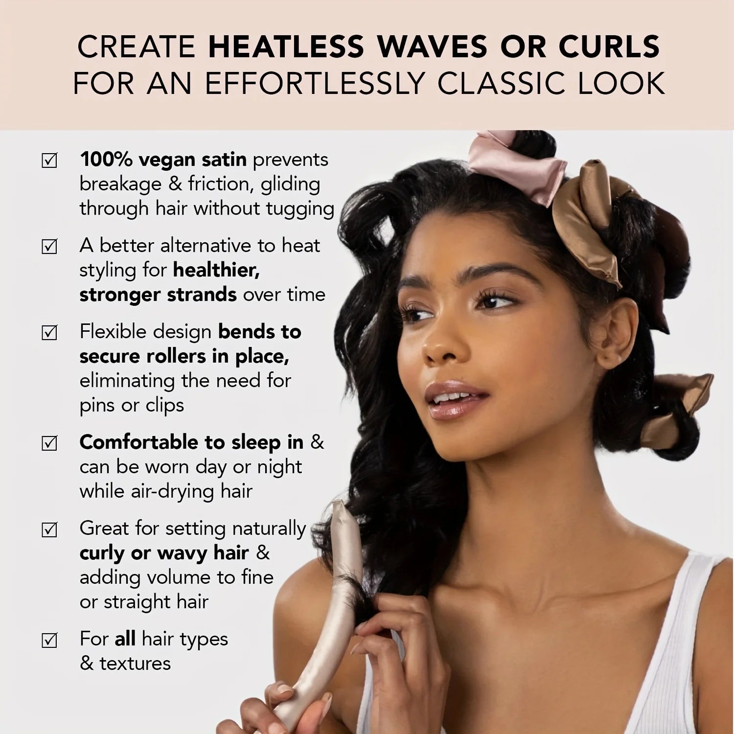 6PCS Satin Heatless Curlers